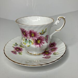 Rosina Fine Bone China Tea Cup and Saucer Set-September Floral Made In England